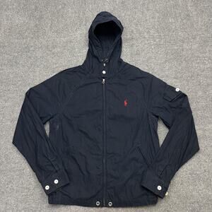 Polo Ralph Lauren Jacket Mens Small Hooded Full Zip RL Navy w/ Red Pony
